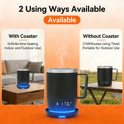 पोर्टेबल स्टेनलेस स्टील एलईडी डिजिटल तापमान-नियंत्रित स्व-गर्म कॉफी मग फैक्टरी डिजाइन स्मार्ट कॉफी मग