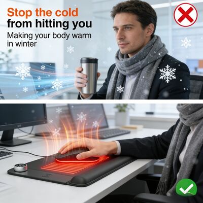 वायरलेस चार्जिंग और कलाई आराम के साथ ओवरहीट सुरक्षा अनुकूलित गर्म माउस पैड इंटेलिजेंट हीटिंग माउस पैड