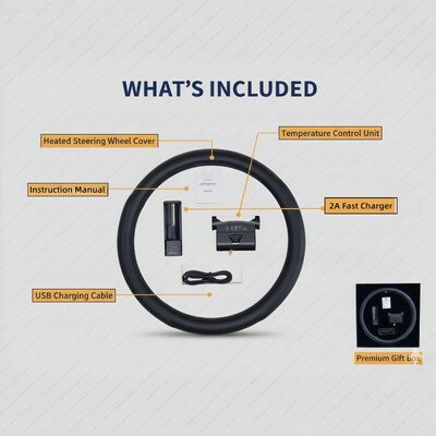 थोक ग्राफीन हीटेड स्टीयरिंग व्हील कवर तेजी से हीटिंग चमड़े के साथ ओवरहीट संरक्षण, गैर फिसलन पकड़ सेट