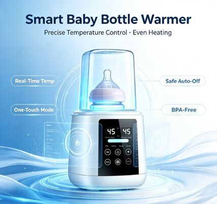 200W इलेक्ट्रिक बेबी बोतल हीटर 30−65°C तापमान नियंत्रण सूखी जलने सुरक्षा ऑटो बंद दूध हीटर स्तन दूध भंडारण बैग ग्लास पीपी सिलिकॉन बेबी बोतलें