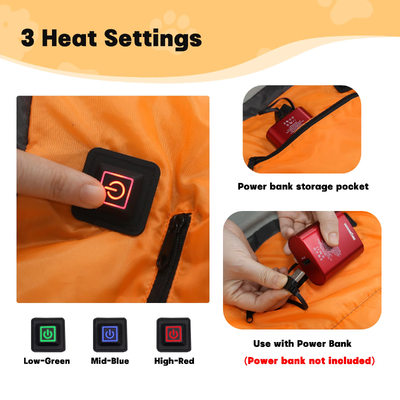 पानी प्रतिरोधी और खरोंच प्रतिरोधी गर्म कुत्ते के लिए स्लीपिंग बैग, 3 स्तर समायोज्य तापमान टिकाऊ पॉलिएस्टर पालतू कुत्ते के लिए स्लीपिंग बैग, सर्दियों की बर्फ की हवा के लिए खोखले कपास फिटिंग