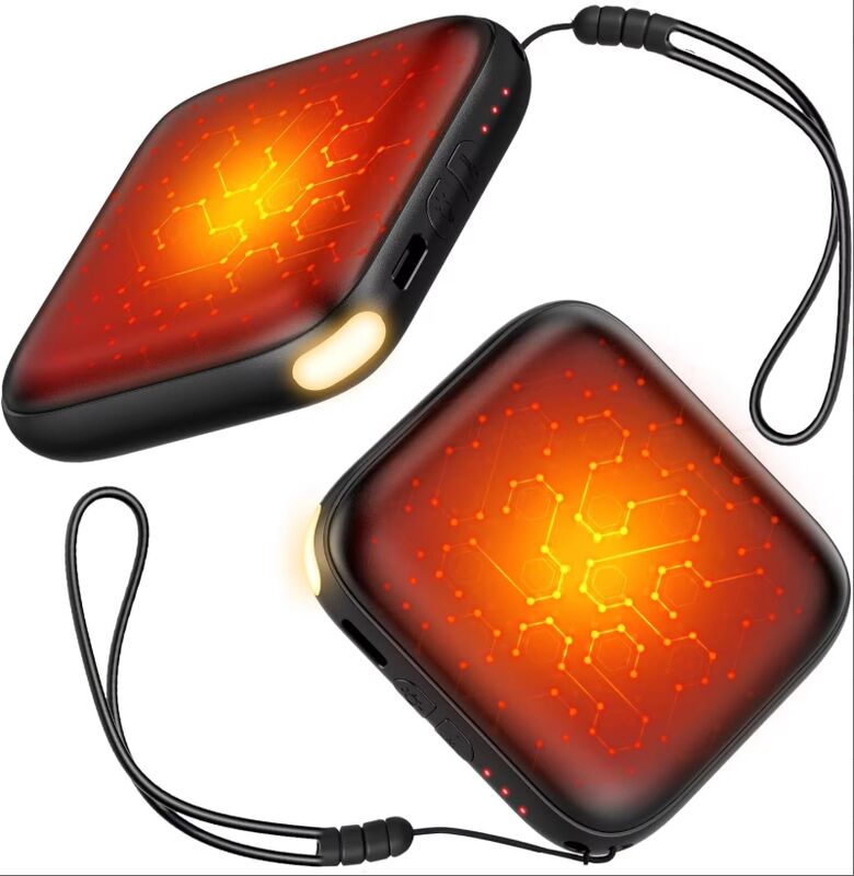 Rechargeable 2-Pack 6000mAh Hand Warmers Fast Heating LED Light for Certified 1 Year Warranty-Portable Pocket Heater for Outdoor