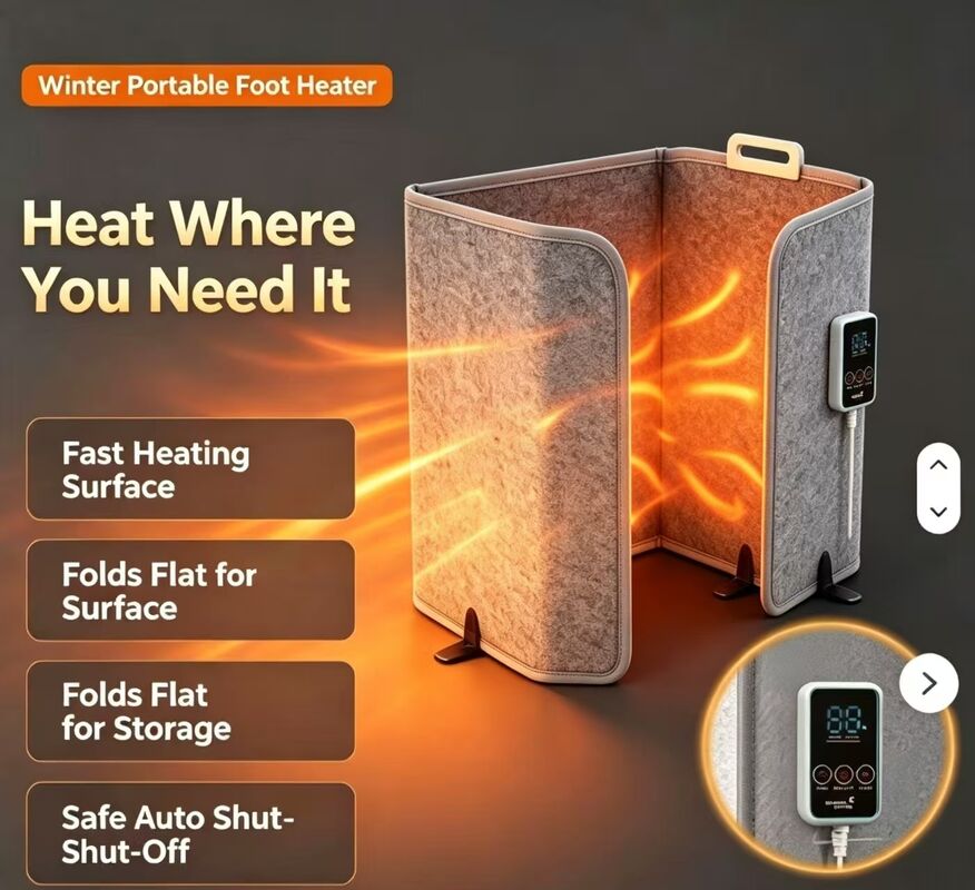 कस्टम आकार इलेक्ट्रिक हीटेड विंडप्रूफ वार्म फुट प्लेट 220V 165W, इनडोर हीटिंग के लिए 3-स्पीड समायोज्य वाटरप्रूफ फुट हीटिंग मैट