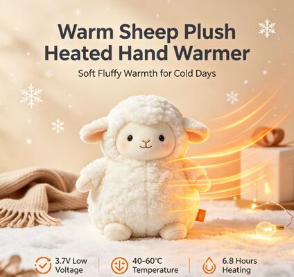 गर्म भेड़ रिचार्जेबल हैंड वार्मर,3-लेवल 40-50-60°C समायोज्य तापमान,6-8H लंबे समय तक चलने वाला पोर्टेबल पॉकेट हीटर,पॉलीस्टर फाइबर शीतकालीन हीटिंग इनडोर आउटडोर उपयोग के लिए उपहार